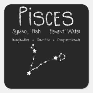 Vintage Pisces Star Sign Horoscope Birthday Gift Square Sticker