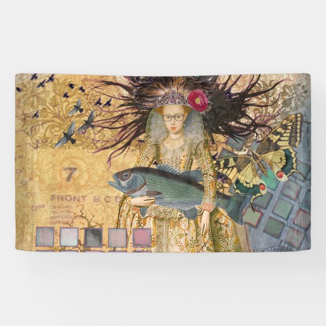 Vintage Pisces Woman Gothic Classic  Banner (Horizontal)