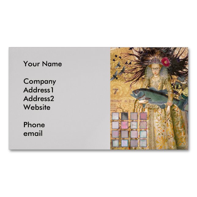 Vintage Pisces Woman Gothic Classic  Business Card Magnet (Front)