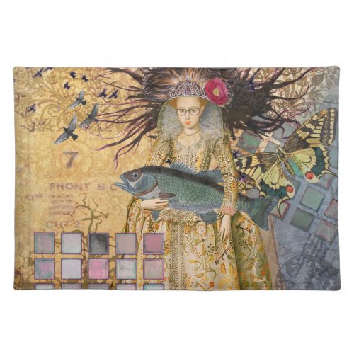 Vintage Pisces Woman Gothic Classic  Cloth Placemat