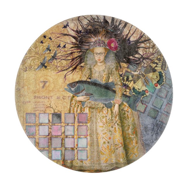 Vintage Pisces Woman Gothic Classic  Cutting Board (Front)