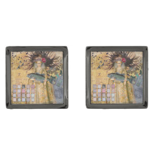 Vintage Pisces Woman Gothic Classic Gunmetal Finish Cufflinks