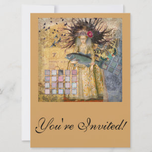 Vintage Pisces Woman Gothic Classic Invitation