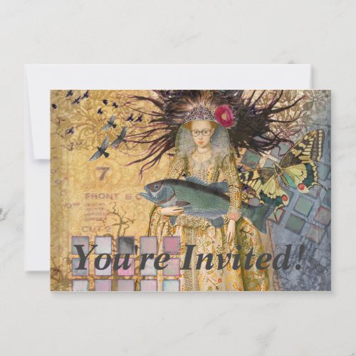 Vintage Pisces Woman Gothic Classic  Invitation