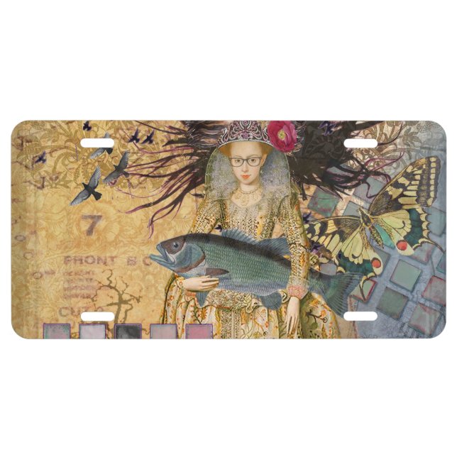 Vintage Pisces Woman Gothic Classic  License Plate (Front)
