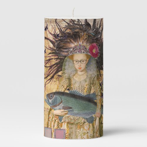 Vintage Pisces Woman Gothic Classic  Pillar Candle