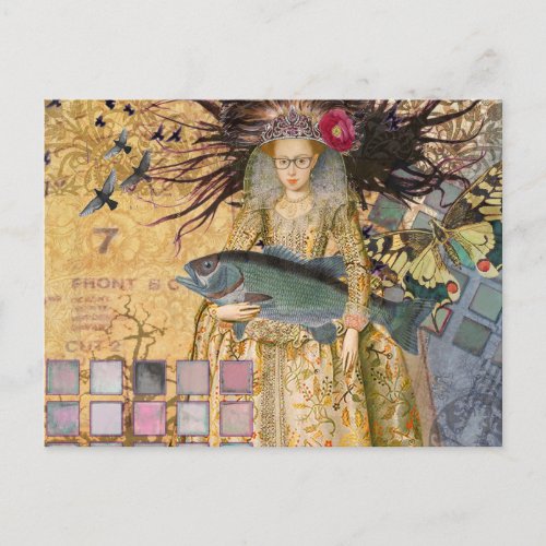 Vintage Pisces Woman Gothic Classic  Postcard