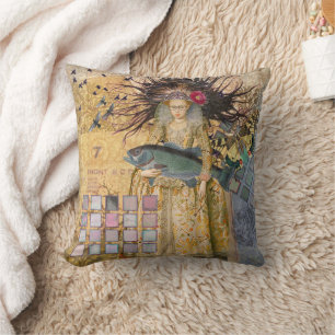 Vintage Pisces Woman Gothic Classic Throw Pillow