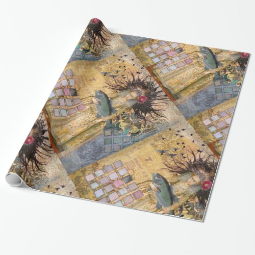 Vintage Pisces Woman Gothic Classic  Wrapping Paper