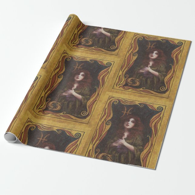 Vintage Pisces Wrapping Paper (Unrolled)