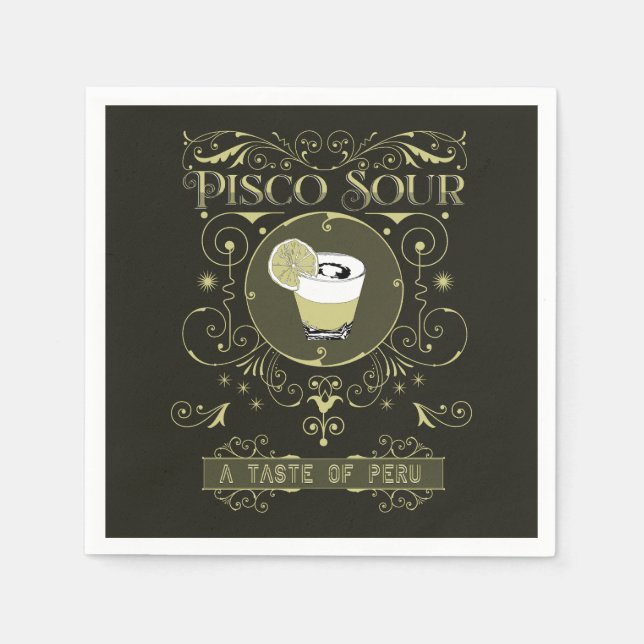 Vintage Pisco Sour Napkins (Front)