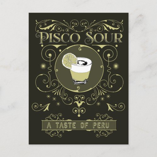 Vintage Pisco Sour Postcard