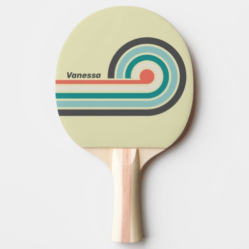 Vintage Pistachio Curl Stripes with Name Ping Pong Paddle
