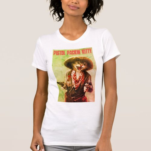 Vintage Pistol Pakin Kitty Womens T_shirt