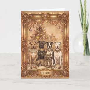 Vintage Pit Bull Christmas Greeting Card - Elegant
