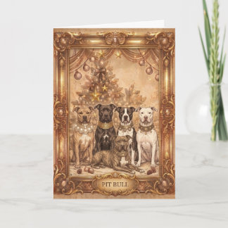 Vintage Pit Bull Christmas Greeting Card - Elegant