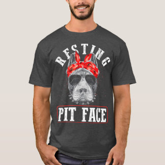 Vintage Pitbull Resting Pit Face - Funny Pitbull L T-Shirt