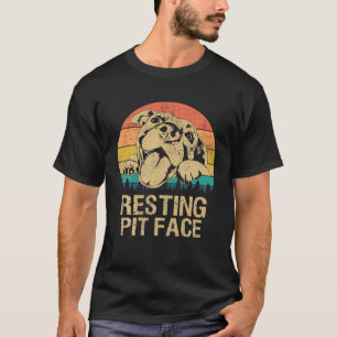 Vintage Pitbull Resting Pit Face - Funny Pitbull L T-Shirt