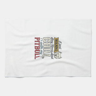 Vintage Pitbull Stay Home And Chill Dog Lover Desi Kitchen Towel