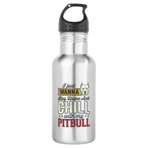 Vintage Pitbull Stay Home And Chill Dog Lover Desi Stainless Steel Water Bottle
