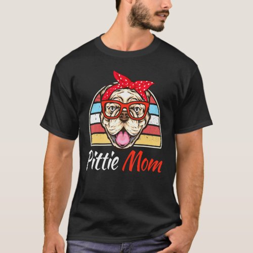 Vintage Pittie Mom American Pitbull Terrier Dog T_Shirt