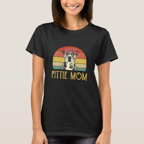 Vintage Pittie Mom Pitbull Dog Lovers Gift Mothers T_Shirt