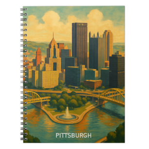 Vintage Pittsburgh Pennsylvania Skyline Notebook