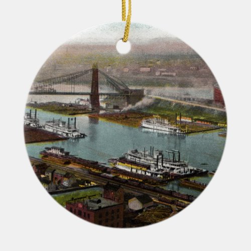 Vintage Pittsburgh Point Park in 1800s Ceramic Ornament