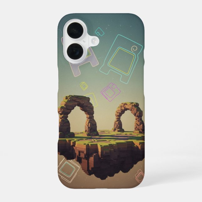 Vintage Pixel-Arcade Fantasy Plateau iPhone Case (Back)