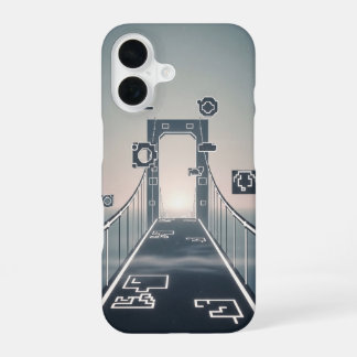 Vintage Pixel-Arcade Mystic Bridge iPhone 16 Case