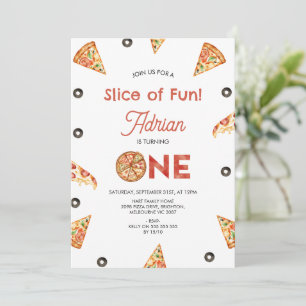 Vintage Pizza And Olives Slice Of Fun 1st Birthday Invitation