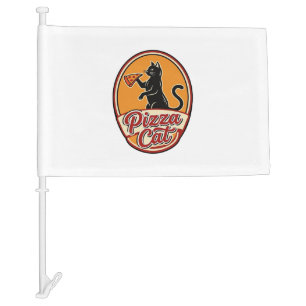 Vintage Pizza Cat Retro Funny Cat Lover Design_1 Car Flag