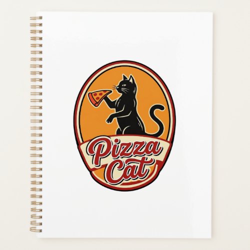 Vintage Pizza Cat Retro Funny Cat Lover Design_1 Planner