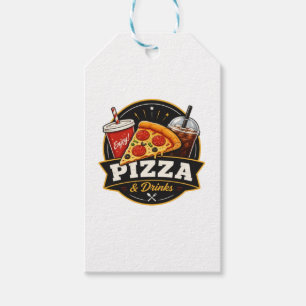 Vintage Pizza & Drinks Gift Tag fun food lovers