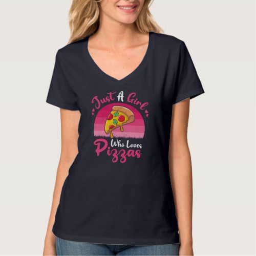 Vintage Pizza Fast Food Lover Just A Girl Who Love T_Shirt