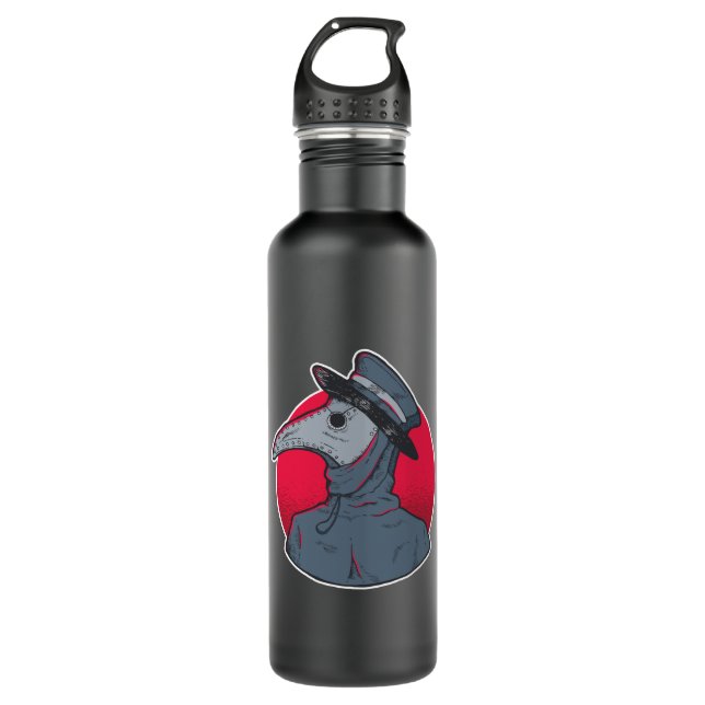 Vintage Plague Doctor Stainless Steel Water Bottle (Front)
