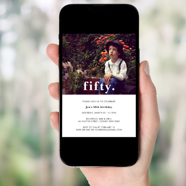 Vintage Plaid 50th Birthday Photo Invitation (Front Digital)