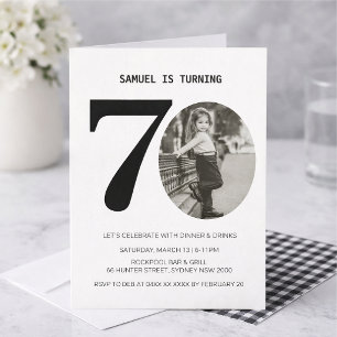 Vintage Plaid 70th Birthday Photo Invitation