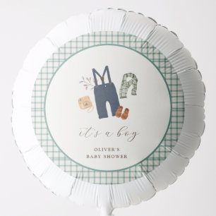 Vintage Plaid Boy Clothes Baby Shower Balloon
