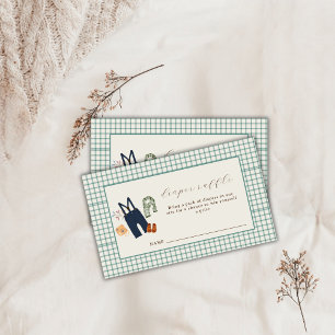 Vintage Plaid Boy Outfit Baby Shower Diaper Raffle Enclosure Card