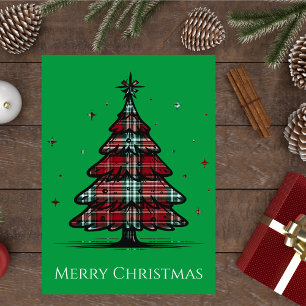 Vintage Plaid Christmas Tree Holiday Card