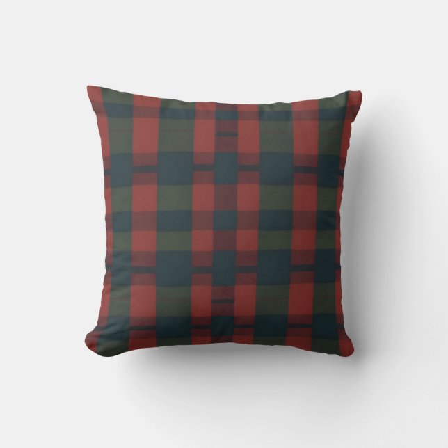 vintage plaid curtain fabric throw pillow (Front)