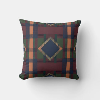 vintage plaid fabric throw pillow