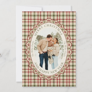 Vintage Plaid Family Photo Christmas Holiday Card