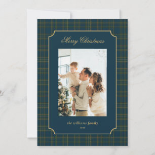 Vintage Plaid Family Photo Christmas Holiday Card