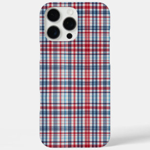 Vintage, plaid red white blue pattern  iPhone 16 pro max case