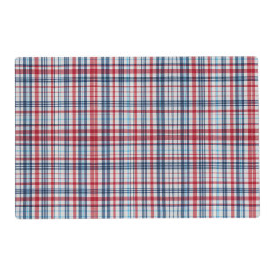 Vintage, plaid red white blue pattern placemat