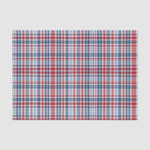 Vintage, plaid red white blue pattern tissue paper