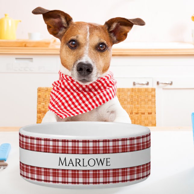 Vintage Plaid | Red White Picnic Blanket Checks  Bowl (Creator Uploaded)