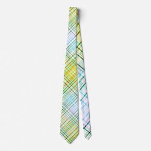 Vintage Plaid Spring Wedding Pink Yellow Pastel Neck Tie